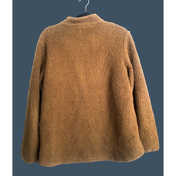 LEVEL 8-WOMENS BROWN COZY FULL ZIPUP CLOSURE SIDE POCKETS SHERPA SWEATER SIZE XL - Picture 2 of 6